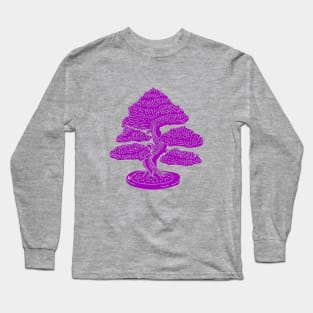 Purple Bonsai Woodblock Long Sleeve T-Shirt